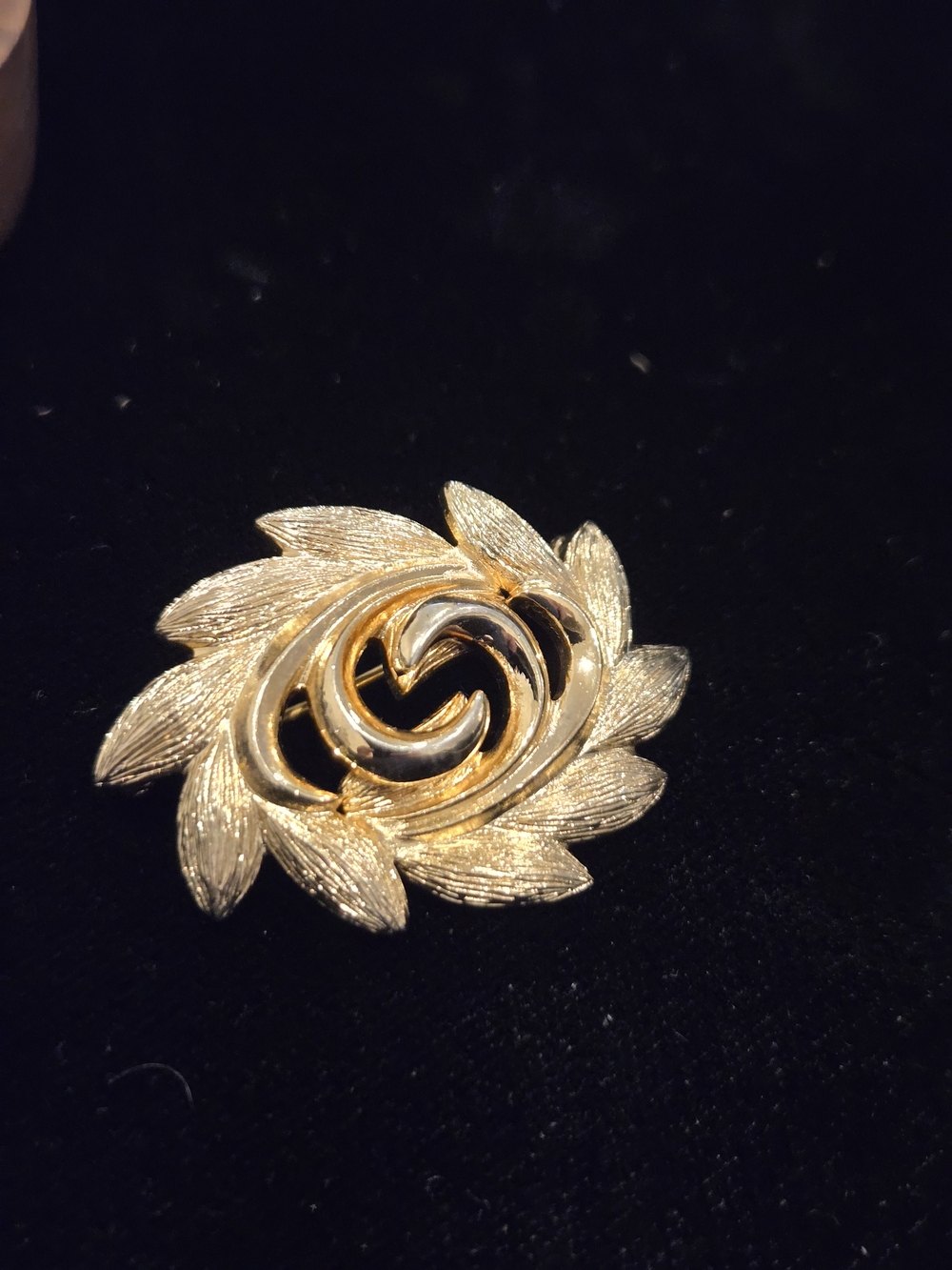 Monet Gold-Tone Leaf Swirl Brooch